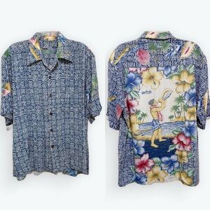 Vintage Reyn Spooner Aloha Hawaiian Shirt island theme lightweight beach XL​​​